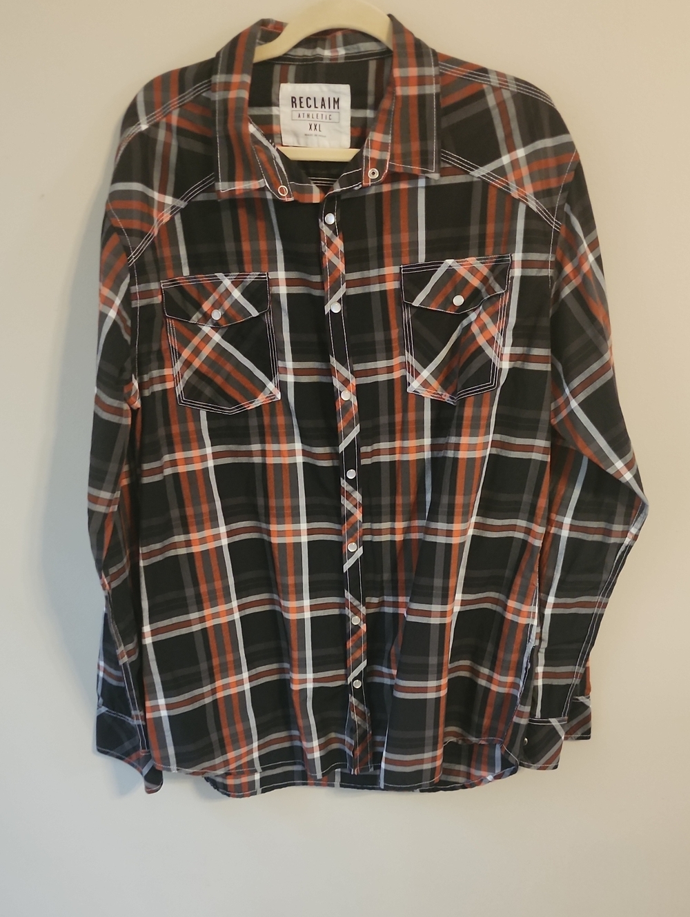 Buckle Black and Orange Plaid Button-Down Shirt